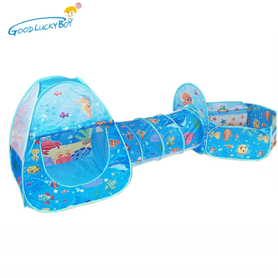 Toys Tunnel Tent Ocean Series Cartoon Game Ball Pits Portable Pool Foldable Children Outdoor Sports Educational Toy With Basket