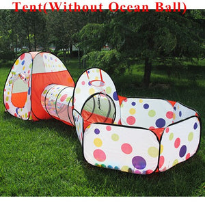 Play Tent House Ocean Ball 3PCs Crawling Tunnel Set Ocean Ball Pool Tipi Tent Play Tent Ball for Baby Toys Play Toys Pool House